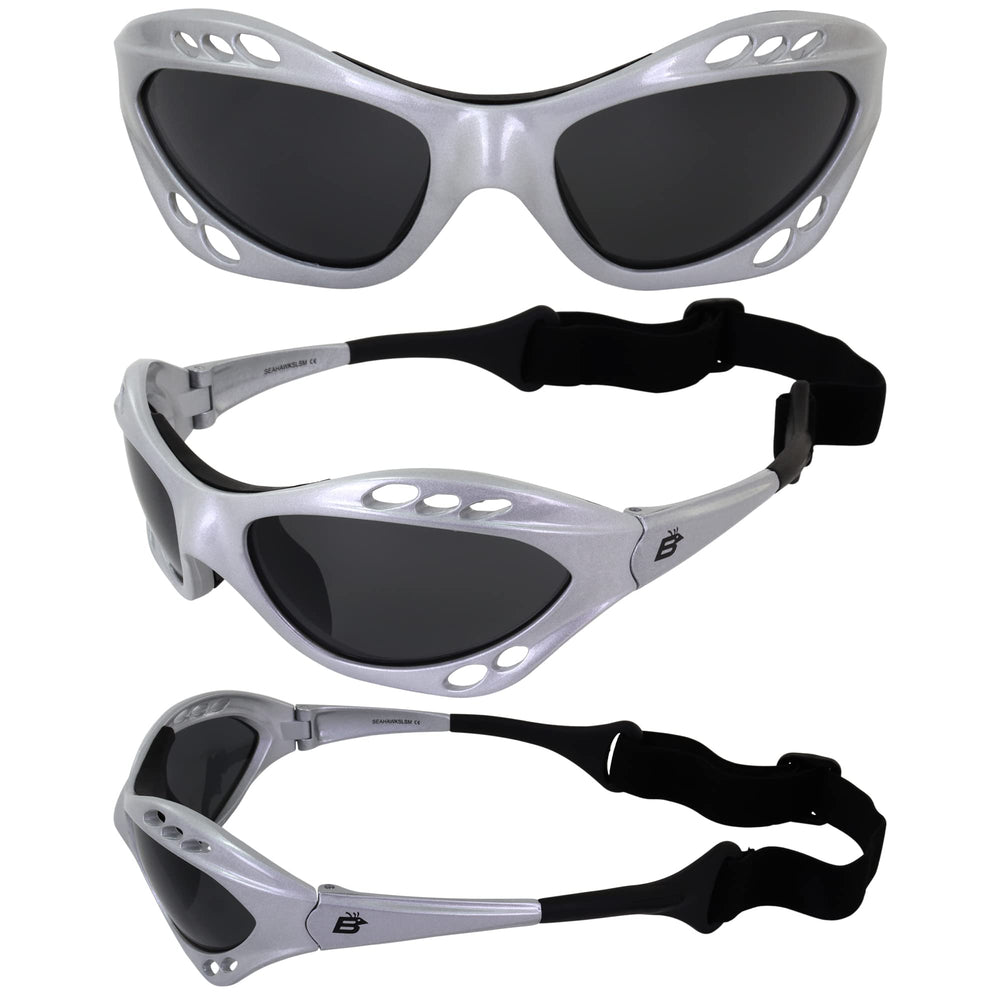 Birdz Seahawk front view silver blue frame offering contrast on water