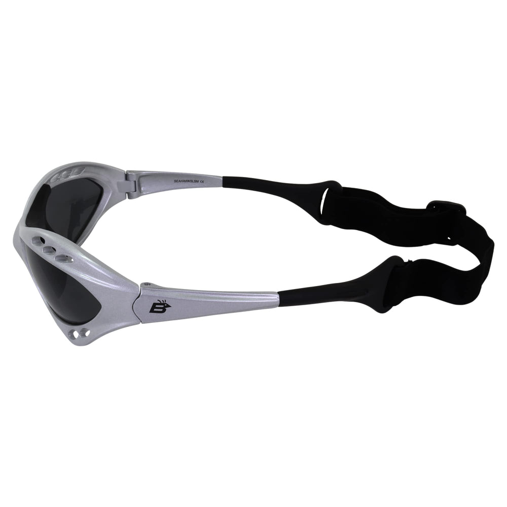 Birdz Seahawk silver frame with smoke lens showing neutral tint benefit
