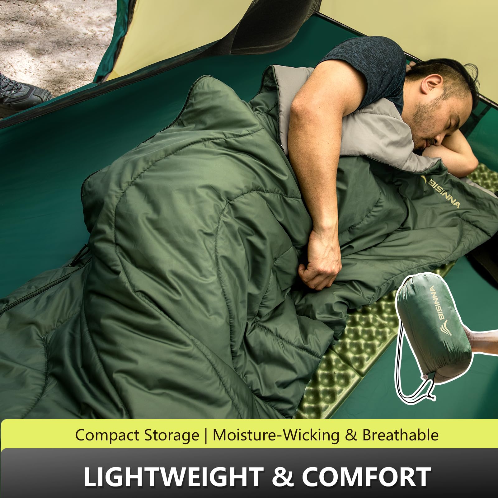BISINNA compressed sack illustrating ultralight portability for travel