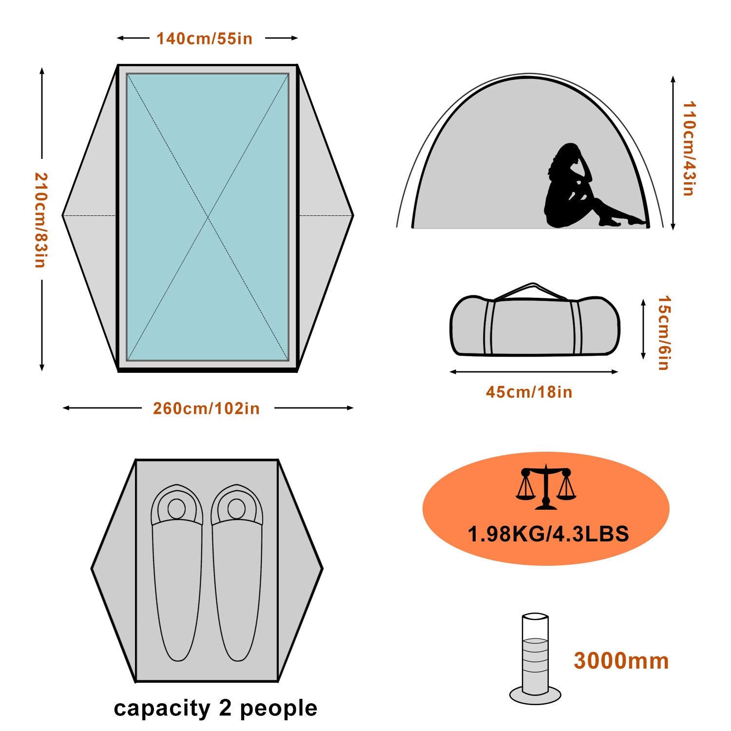 BISINNA tent pitched on rocky campsite demonstrating stability in wind conditions