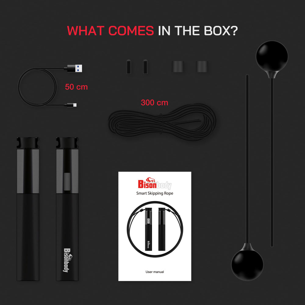 Bisonbody box with contents displayed for quick unboxing and setup