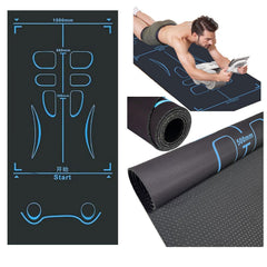 BJLZYR front view of packaged ab roller mat showing included storage bag and blue-black color for space-saving storage