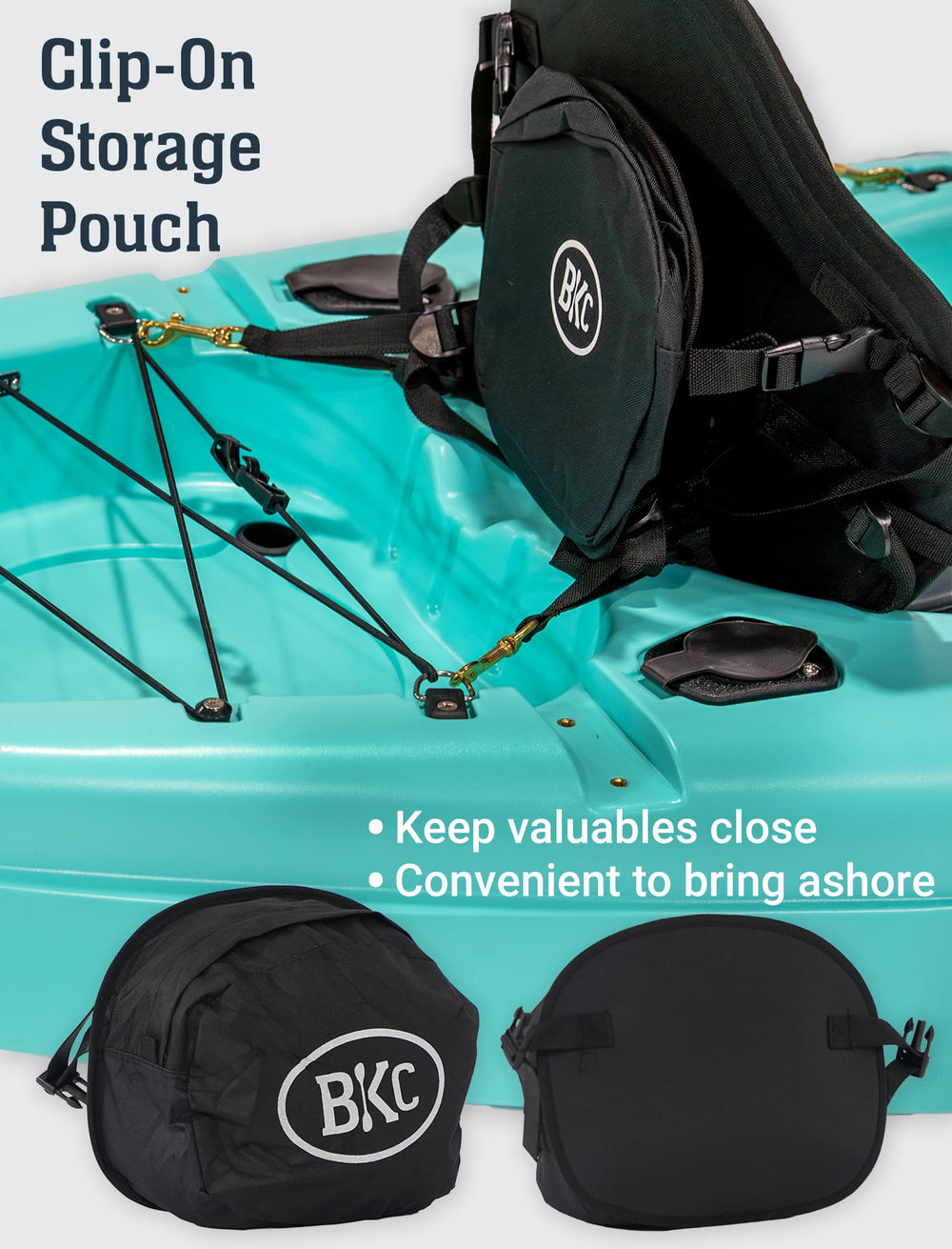 BKC PS223 mounted in a sit-on-top kayak demonstrating added comfort while paddling