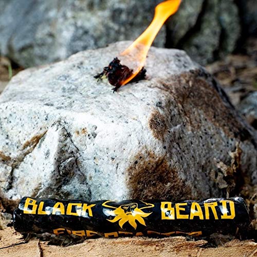 Black Beard Fire Starter burning end demonstration, steady flame for easy ignition