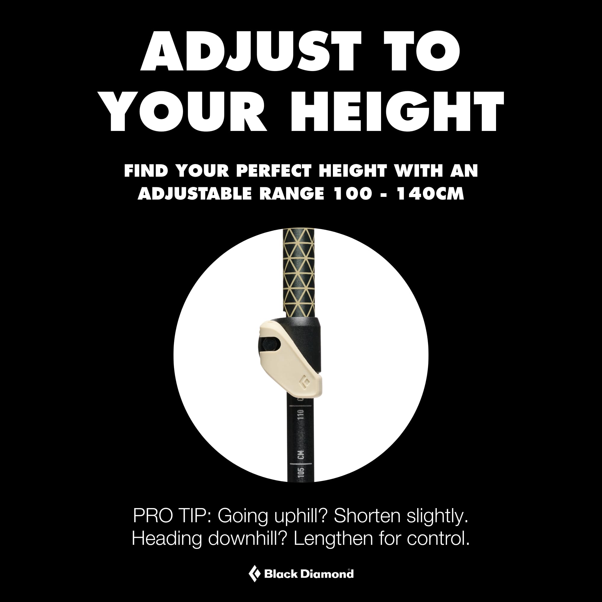 BLACK DIAMOND extended foam sleeve detail providing additional hand positions