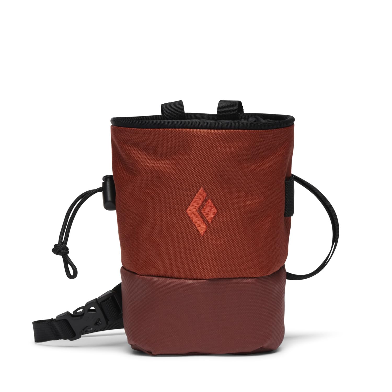 BLACK DIAMOND Mojo Zip front view showing burnt sienna color and easy hand access for fast chalking