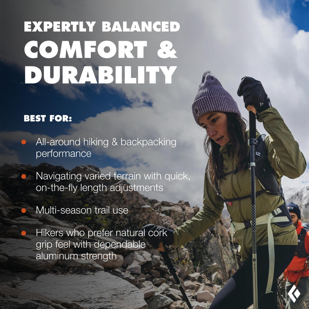 BLACK DIAMOND trekking baskets attached to poles for soft-ground stability