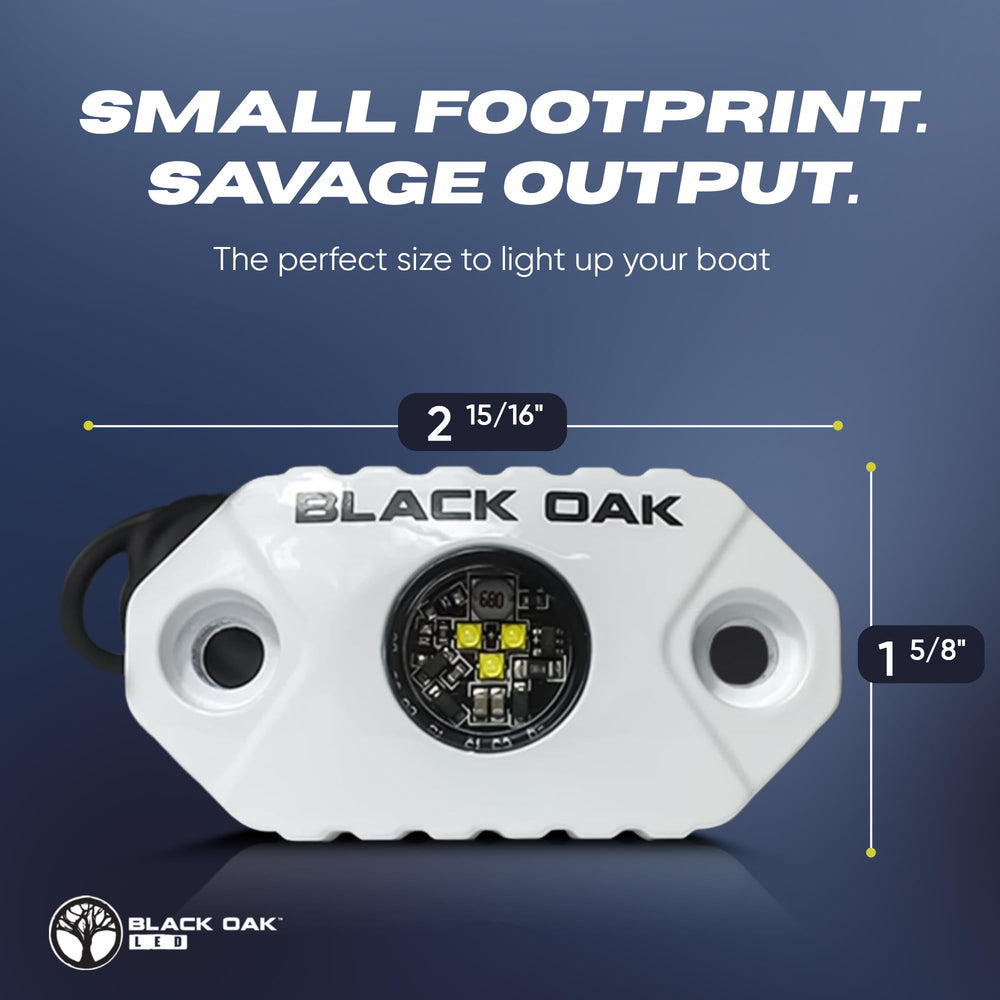 Black Oak mounted on deck lighting a boarding step for safer night re-boarding