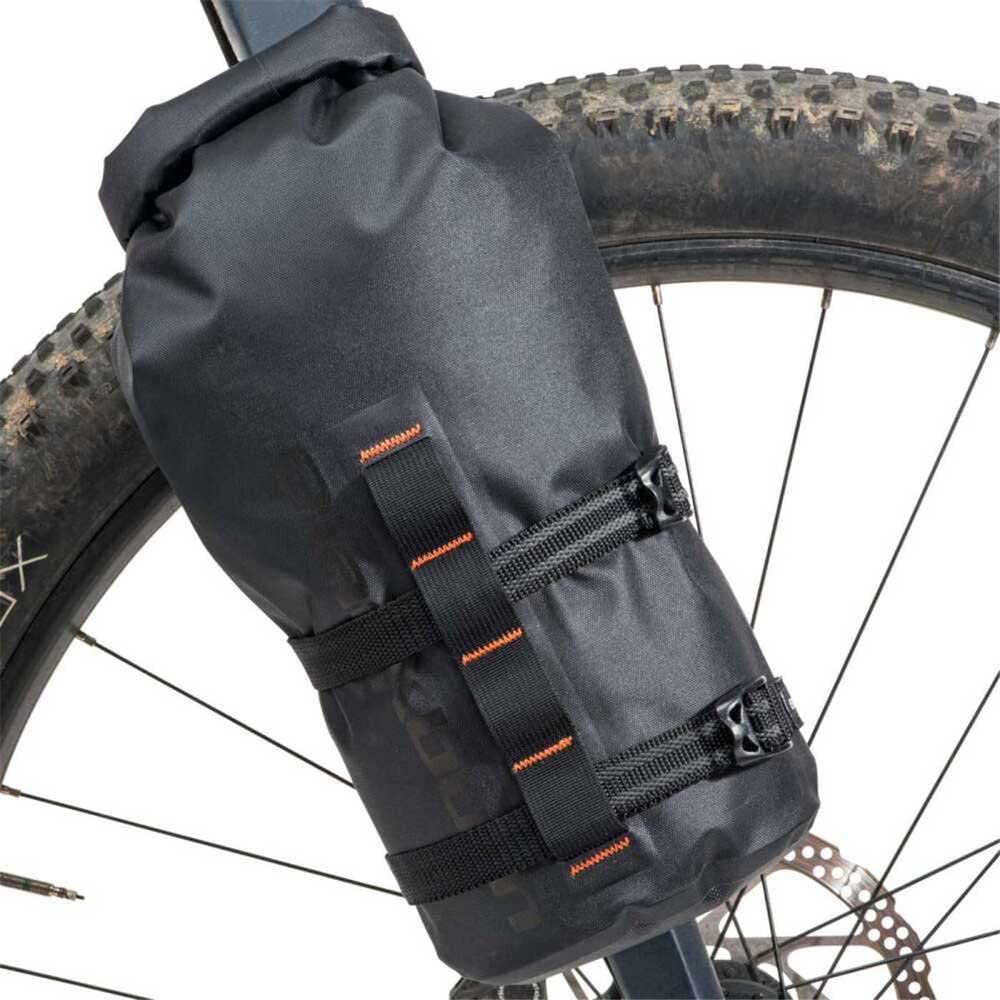 Blackburn Outpost Elite mounted on a bike fork demonstrating low, stable load placement