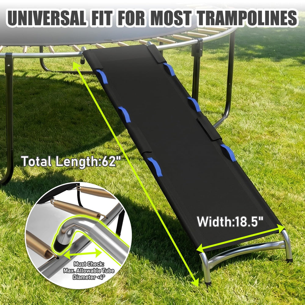 Blanketown attachment hooking to trampoline lower rail for easy install