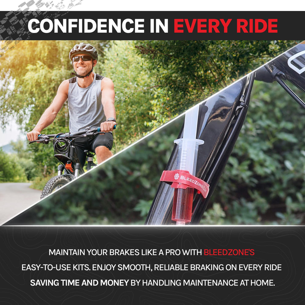 BleedZone kit in use on mountain bike caliper showing restored lever feel benefit