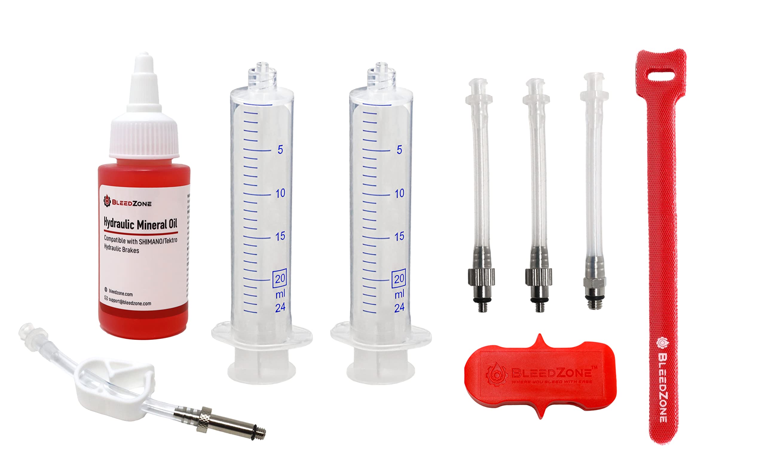 BleedZone reusable syringes and hoses close-up showing durable, cleanable parts