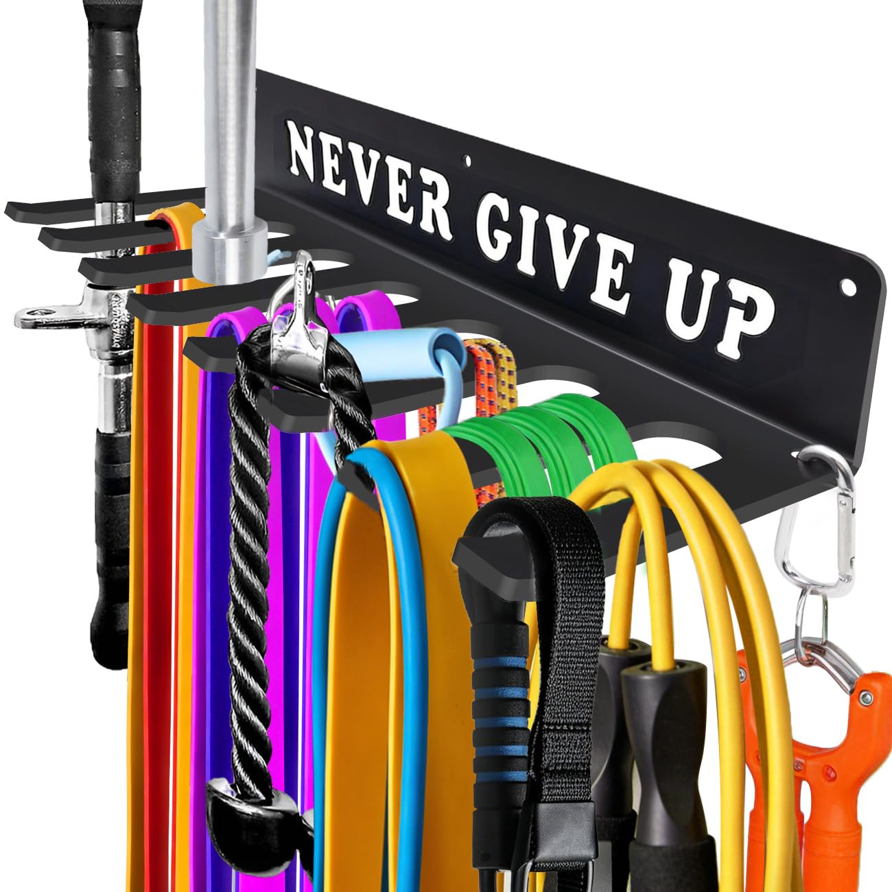 Bliocefo front view of 8-hook wall rack showing compact organization benefit