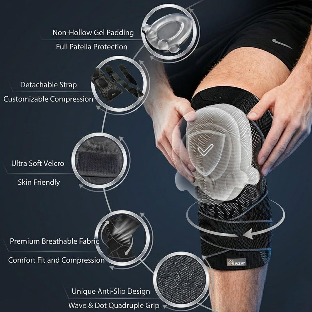 Athlete wearing BlissTao knee pad during BJJ training demonstrating secure fit