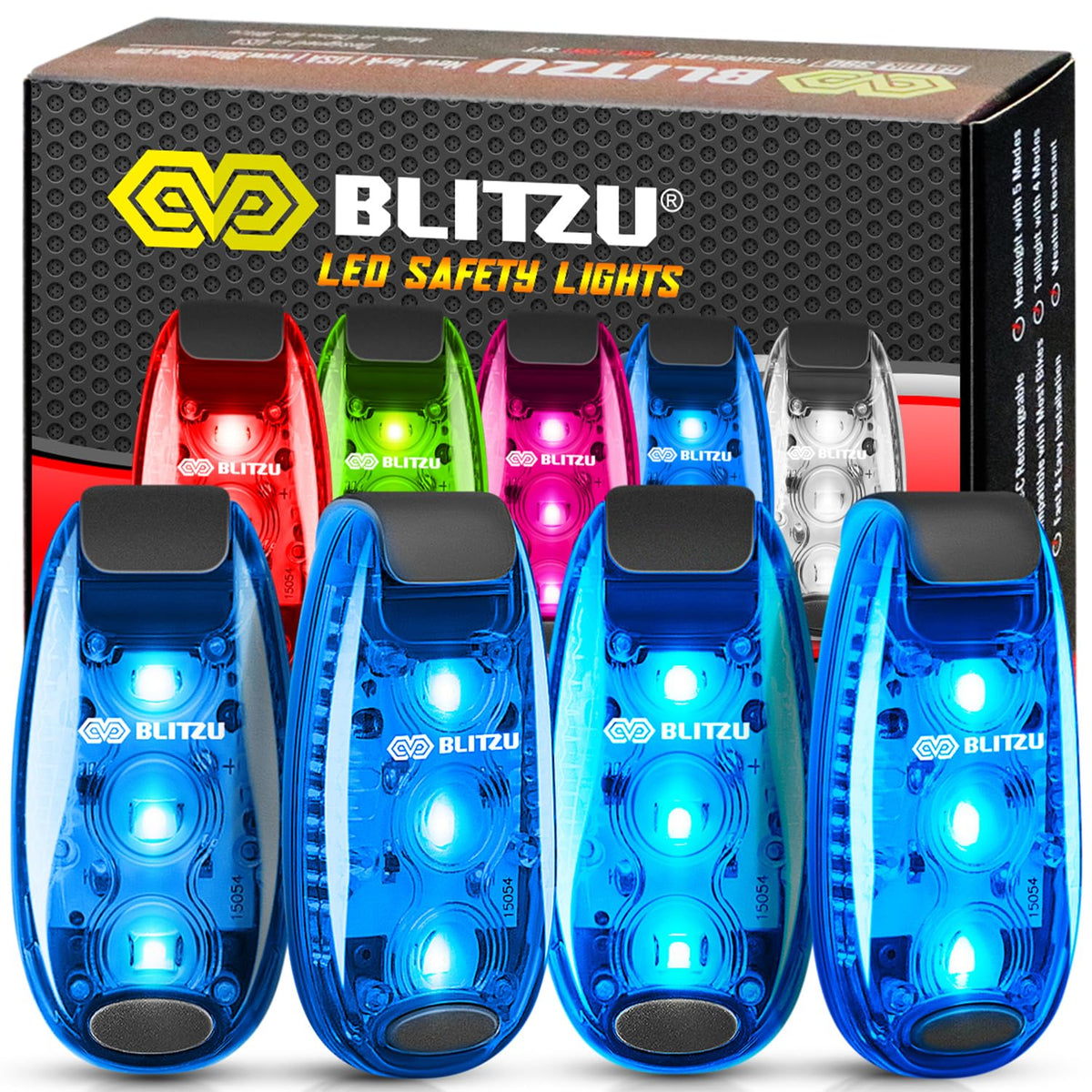 BLITZU front view pack showing four lights for instant visibility