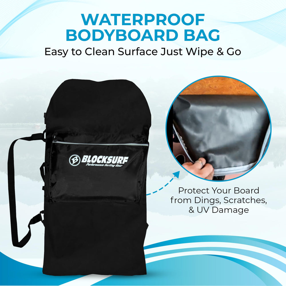 BLOCKSURF bag carried on a beach showing protection and convenience during travel