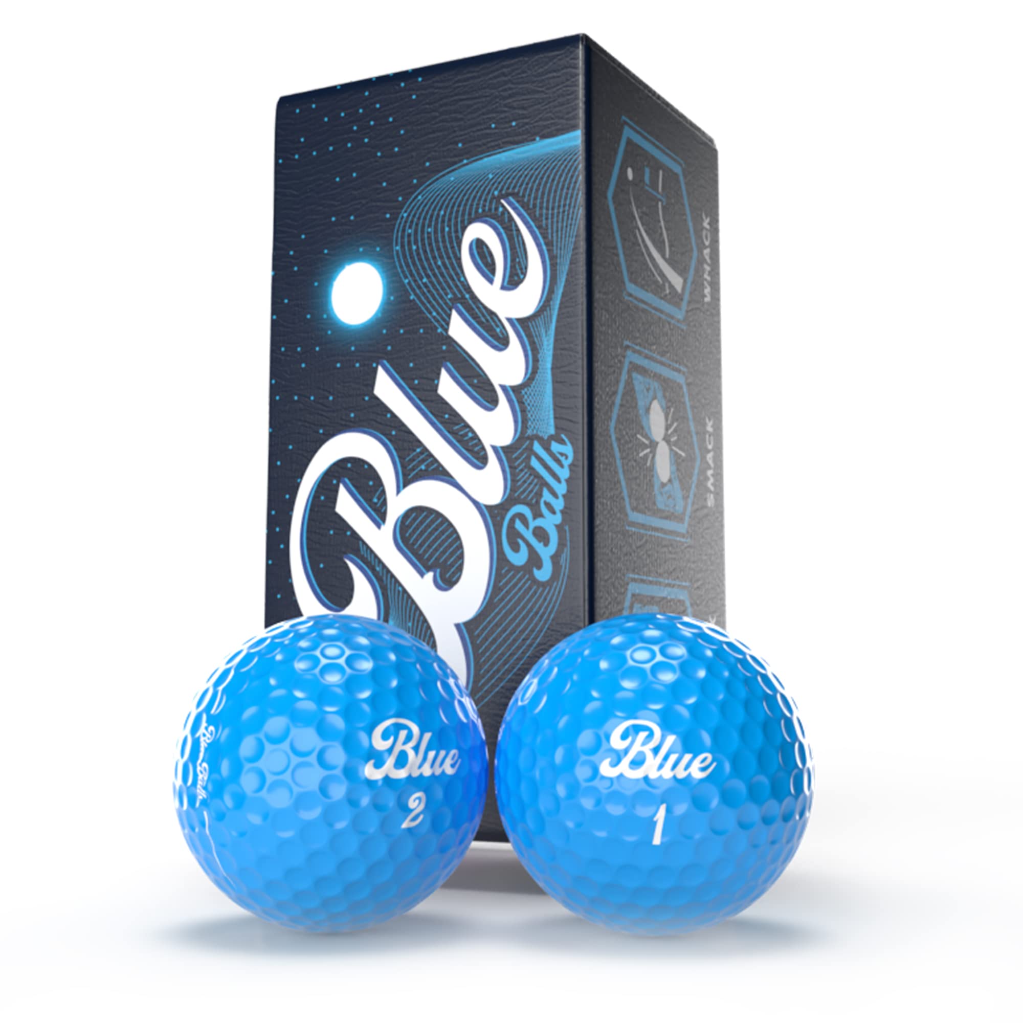 Blue Balls lit up after impact in darkness showing visibility benefit: bright glow for night play