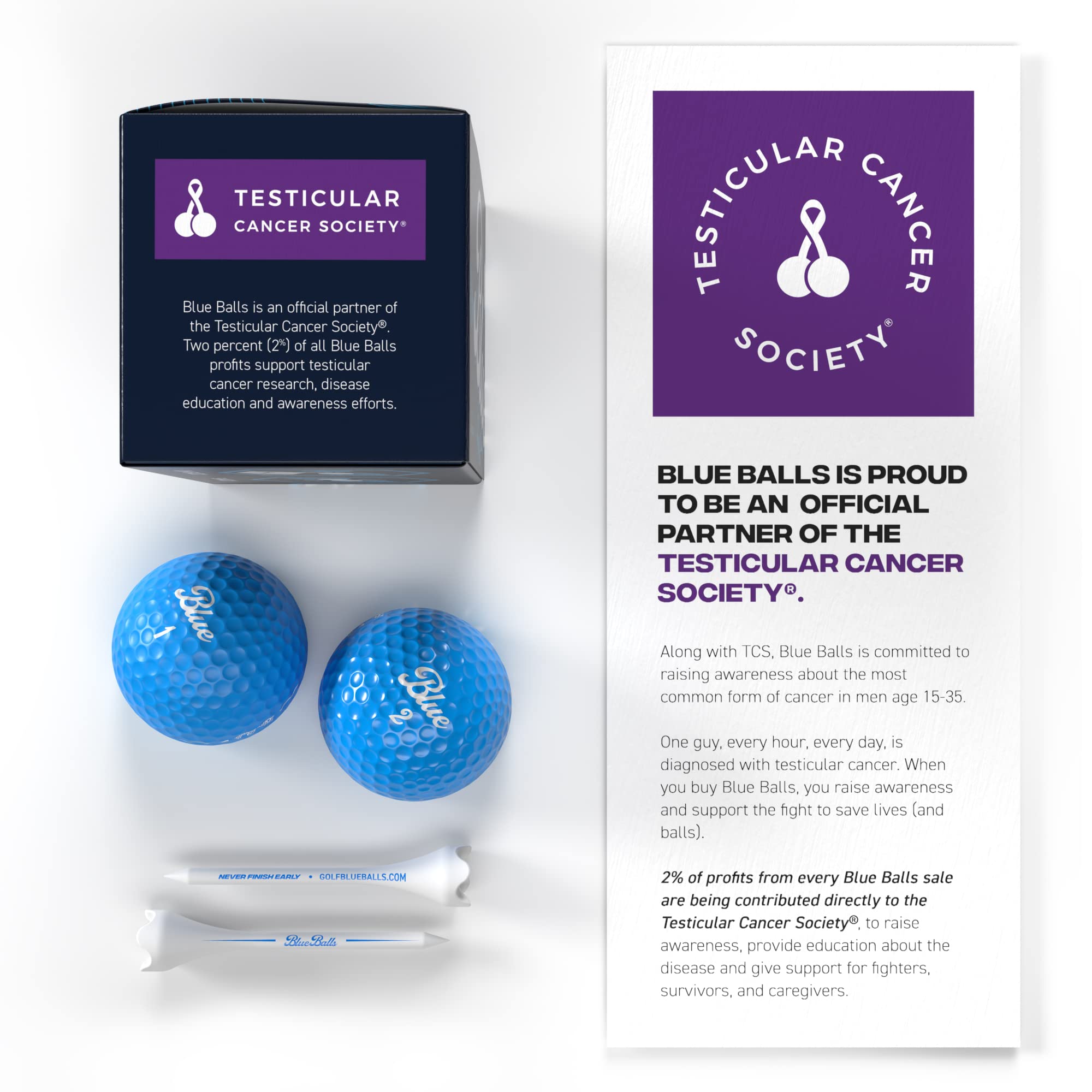 Blue Balls held in hand for scale showing size benefit: standard golf ball dimensions