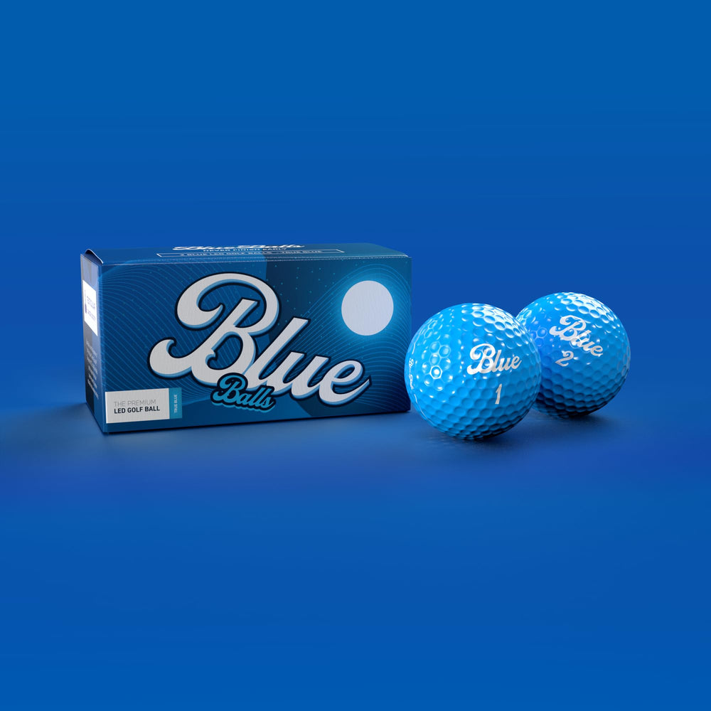Blue Balls on a tee in daylight showing play readiness benefit: usable during day and night