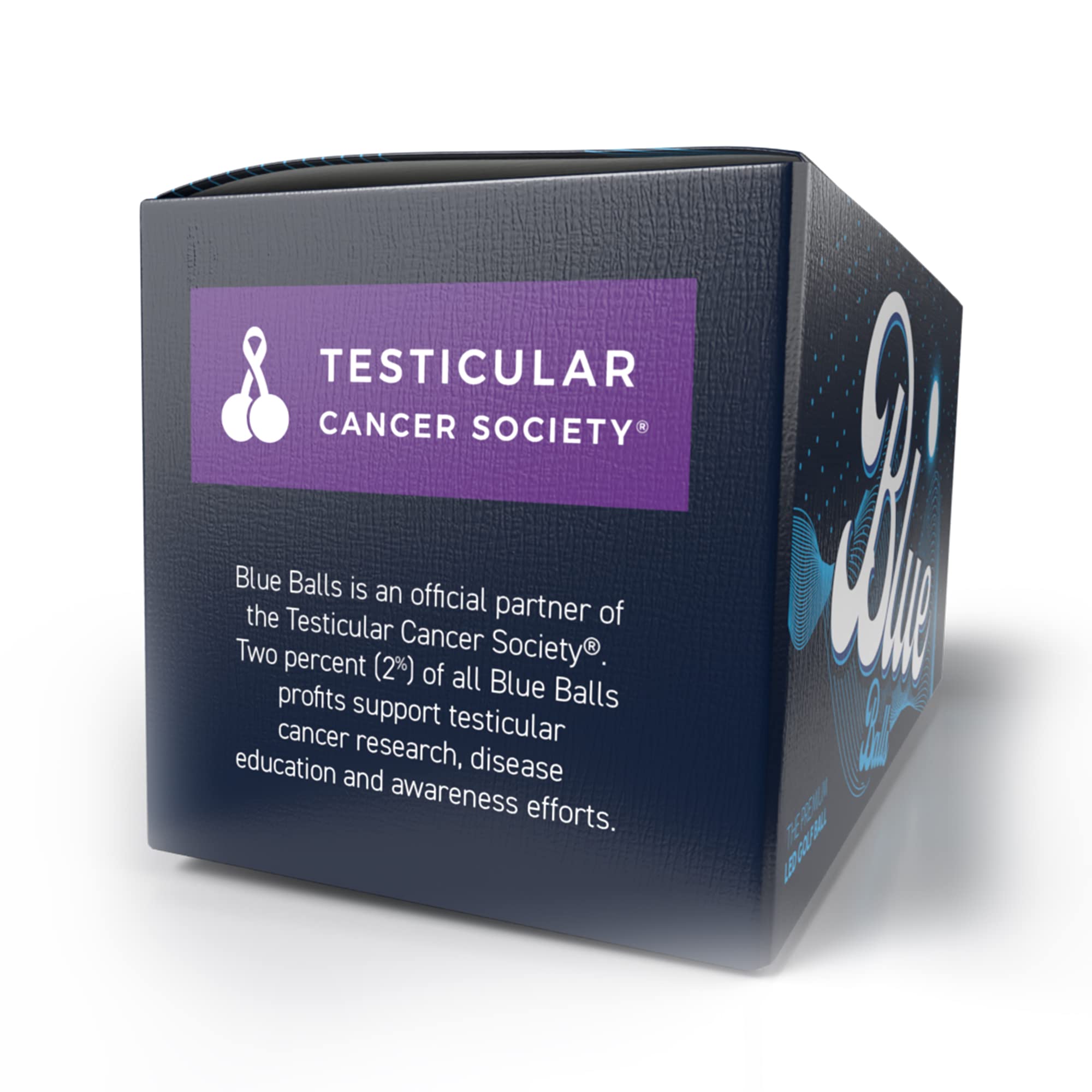 Blue Balls soft sack with two balls inside showing portability benefit: easy storage and retrieval