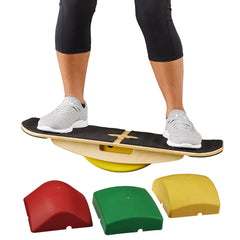 Blue Planet balance surfer front view showing wide bamboo deck and stable stance