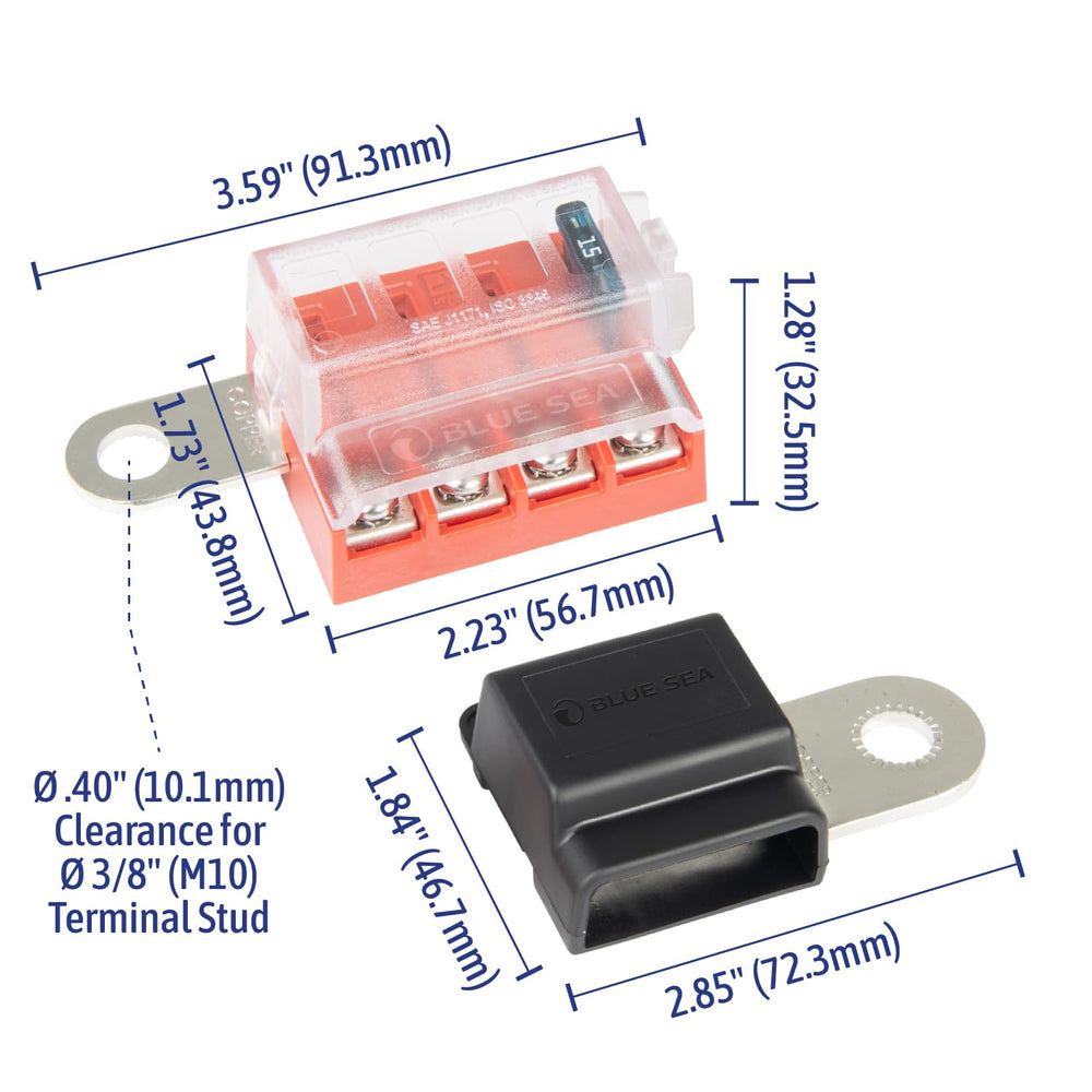Blue Sea Systems installed in a boat electrical panel showing tidy distribution and accessibility