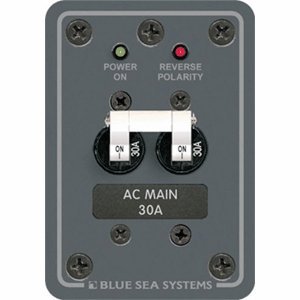 Blue Sea Systems toggle close-up metal switch detail showing durable mechanism and easy manual operation