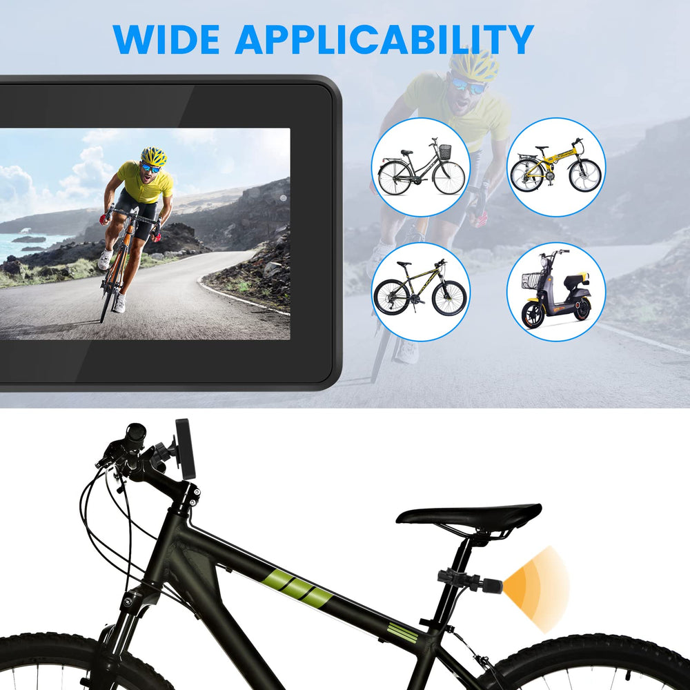 blueear system mounted on bicycle in street, enhances safety in traffic
