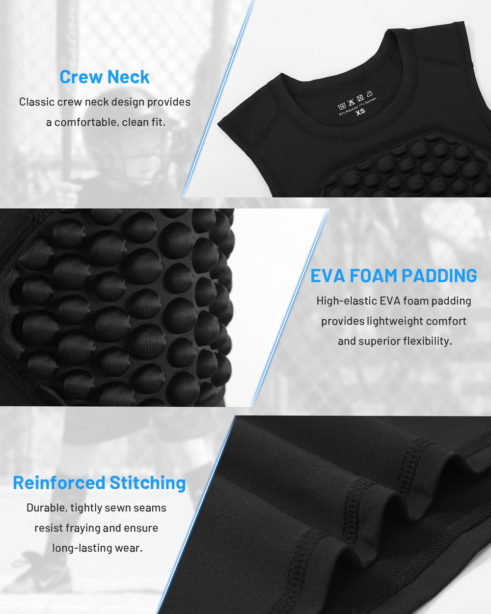 Blueleaf back shoulder mesh detail for ventilation and cooling benefit