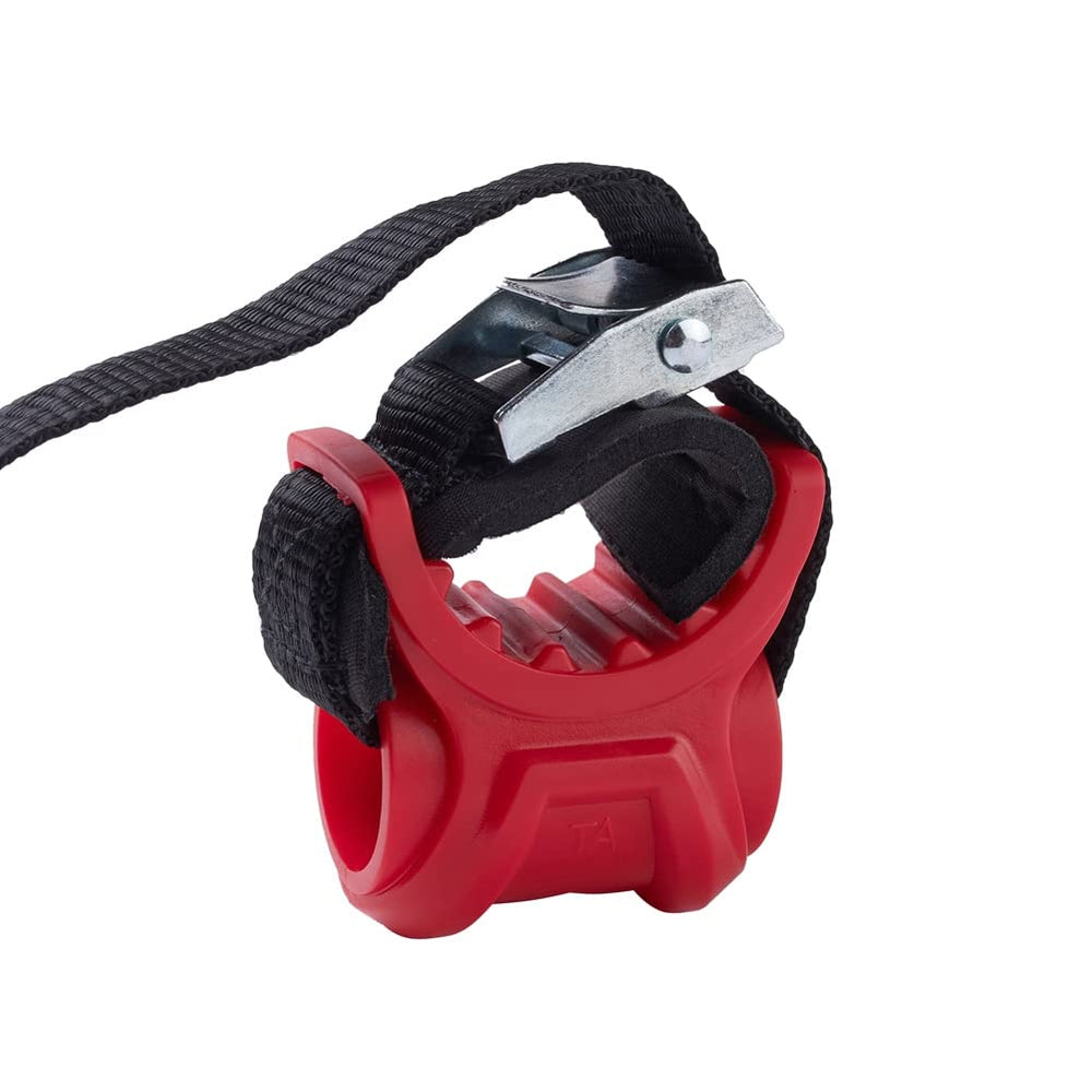 Blueshyhall strap securing a bike frame on a car rack for stable transport