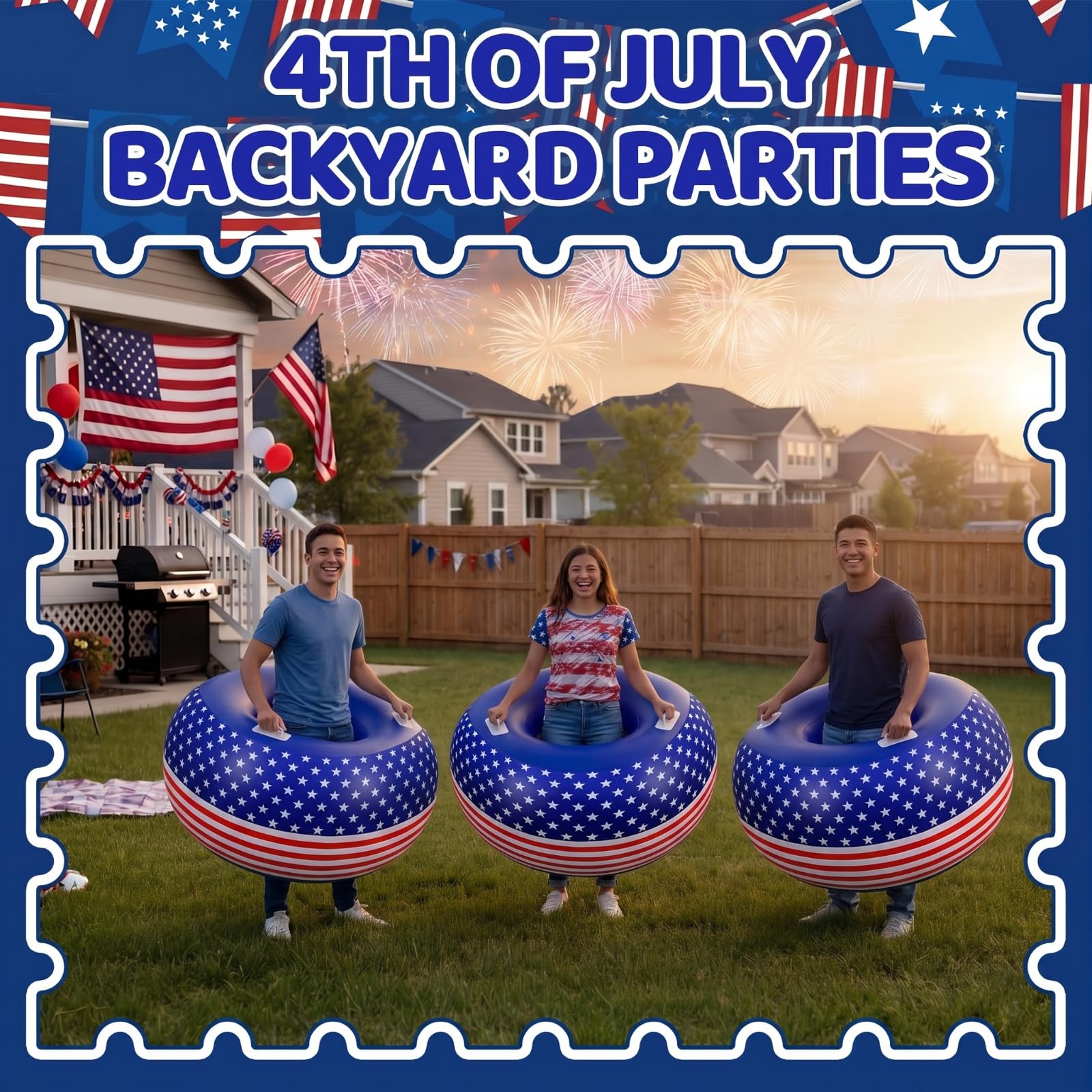 Blueweenly in-use at backyard game with players bumping, increases party energy