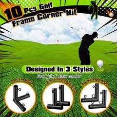 Blulu fittings installed on a 10x10 golf practice cage, providing stable frame support