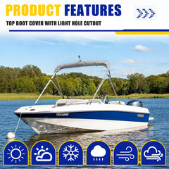 Boao installed on boat with boot covering bimini, improving protection and appearance
