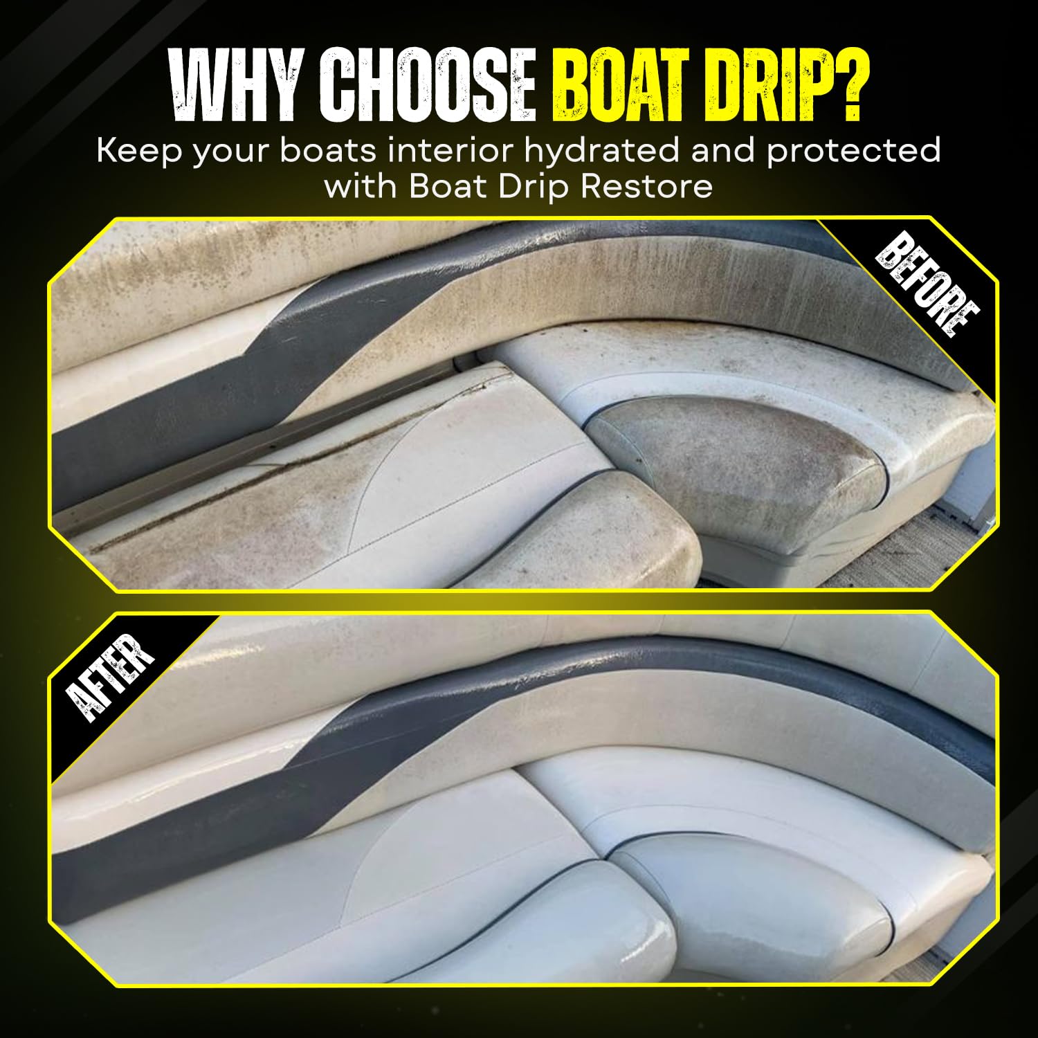 16 oz Boat Drip Restore bottle next to a hand to show size and portability