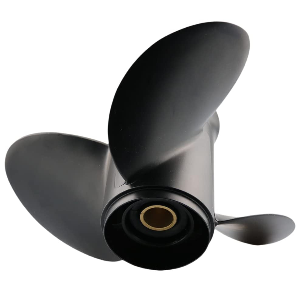 Boatman propeller mounted on Suzuki outboard showing direct-fit replacement benefit