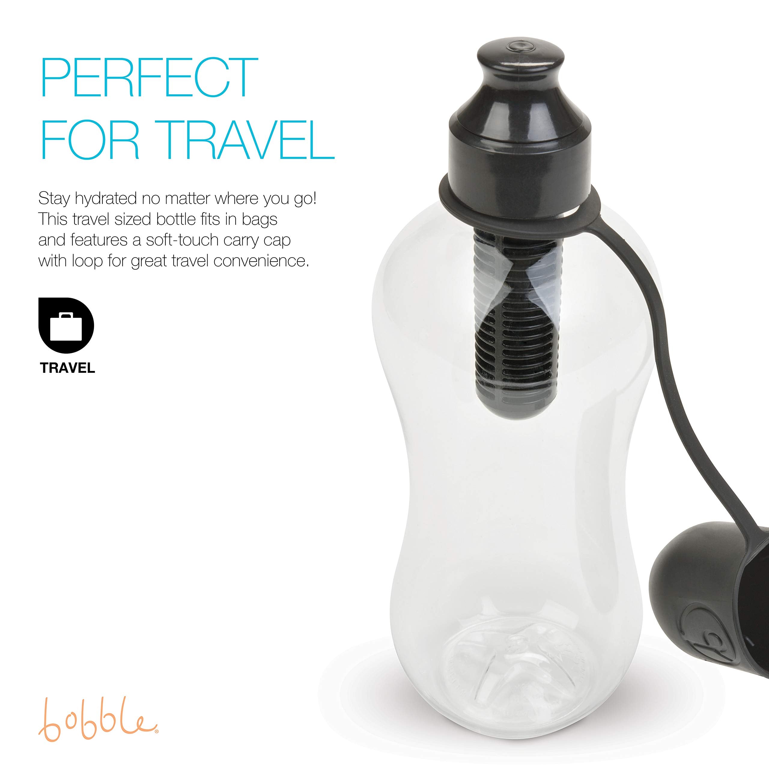 bobble bottle held in hand by user, demonstrating on-the-go filtered water convenience