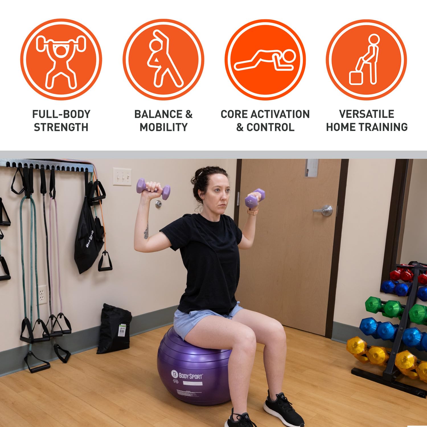 Body Sport used as desk chair promoting active sitting and better posture