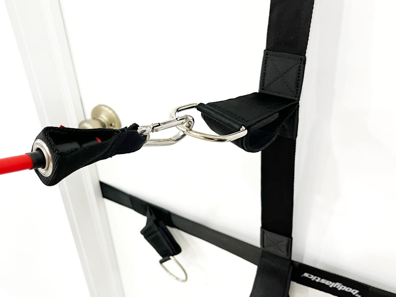 bodylastics Ultra Anchor in home gym lifestyle setting illustrating convenient training versatility