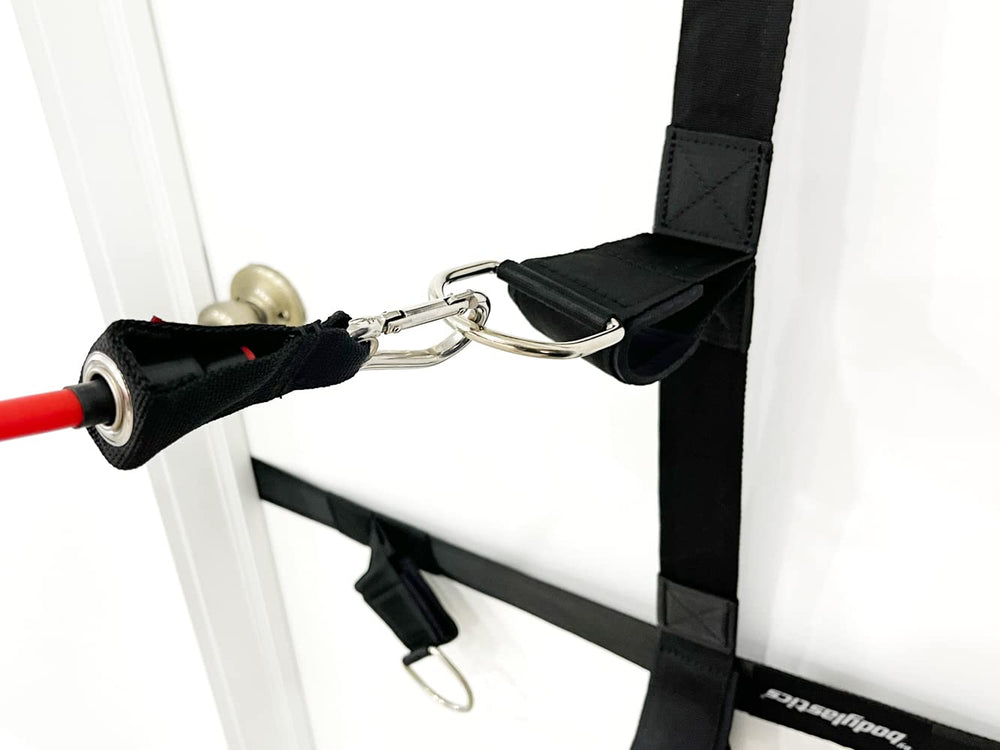 bodylastics Ultra Anchor in home gym lifestyle setting illustrating convenient training versatility