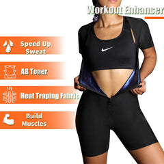 BODYSUNER woman running in sauna top to increase workout sweat