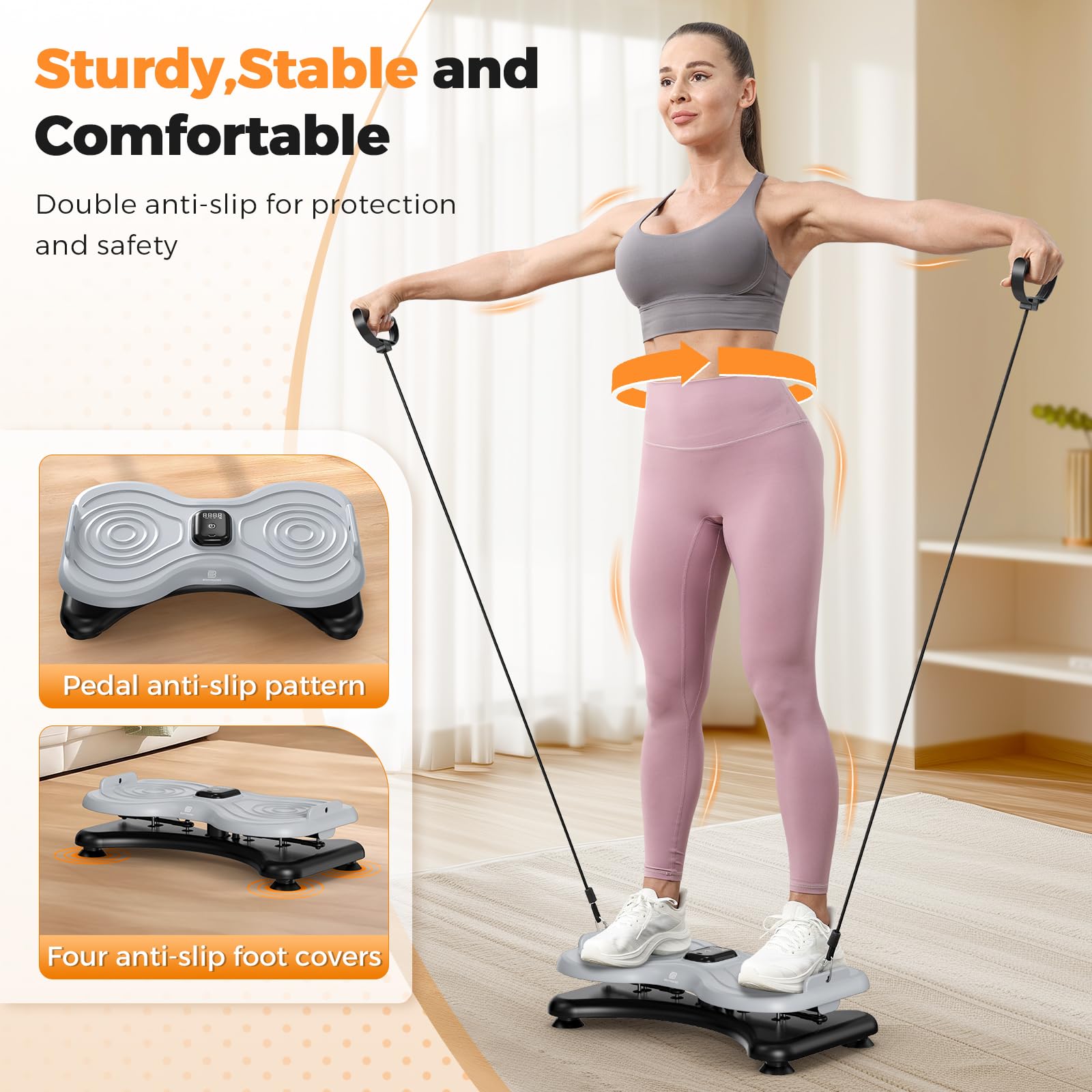 BODYWAKER resistance bands attached to board enabling upper-body workout