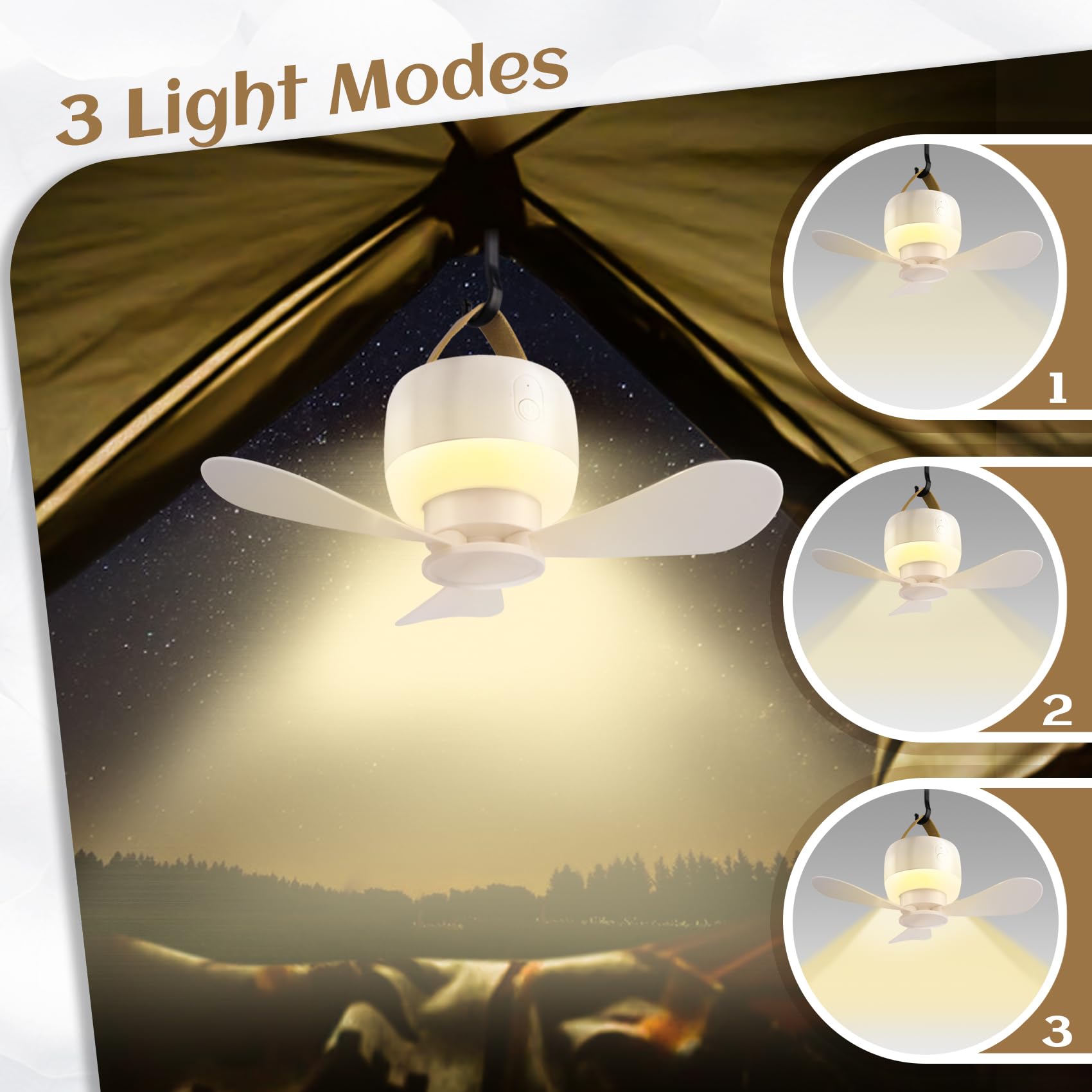 Boeetech LED lantern lit inside tent providing soft bright light for tasks