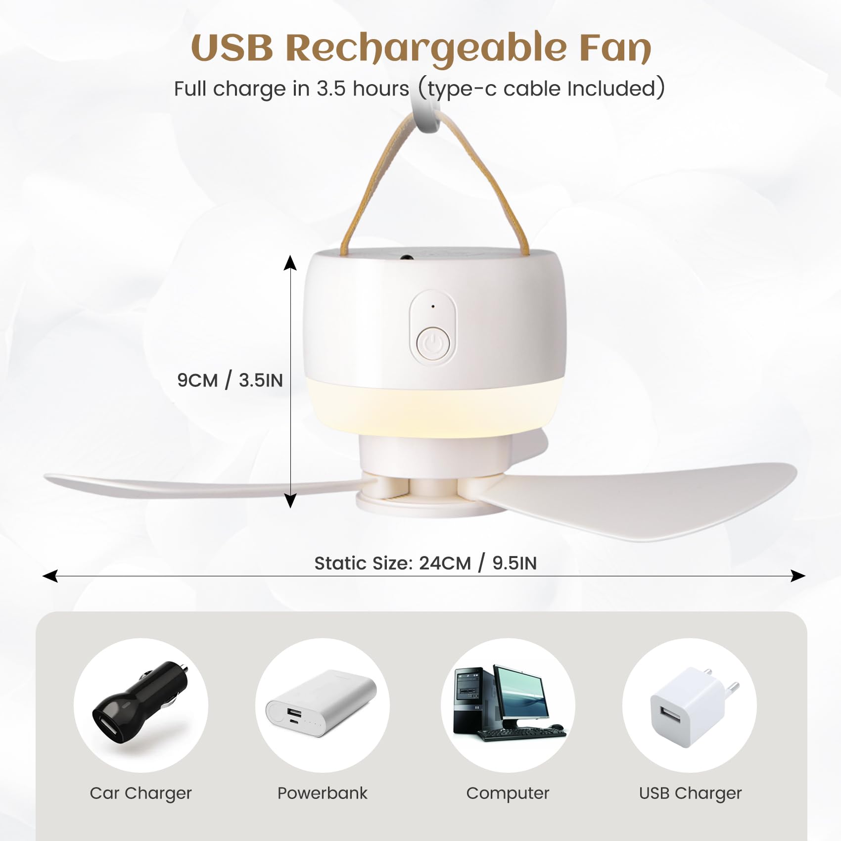 Boeetech fan mounted inside tent illustrating overhead cooling and space saving