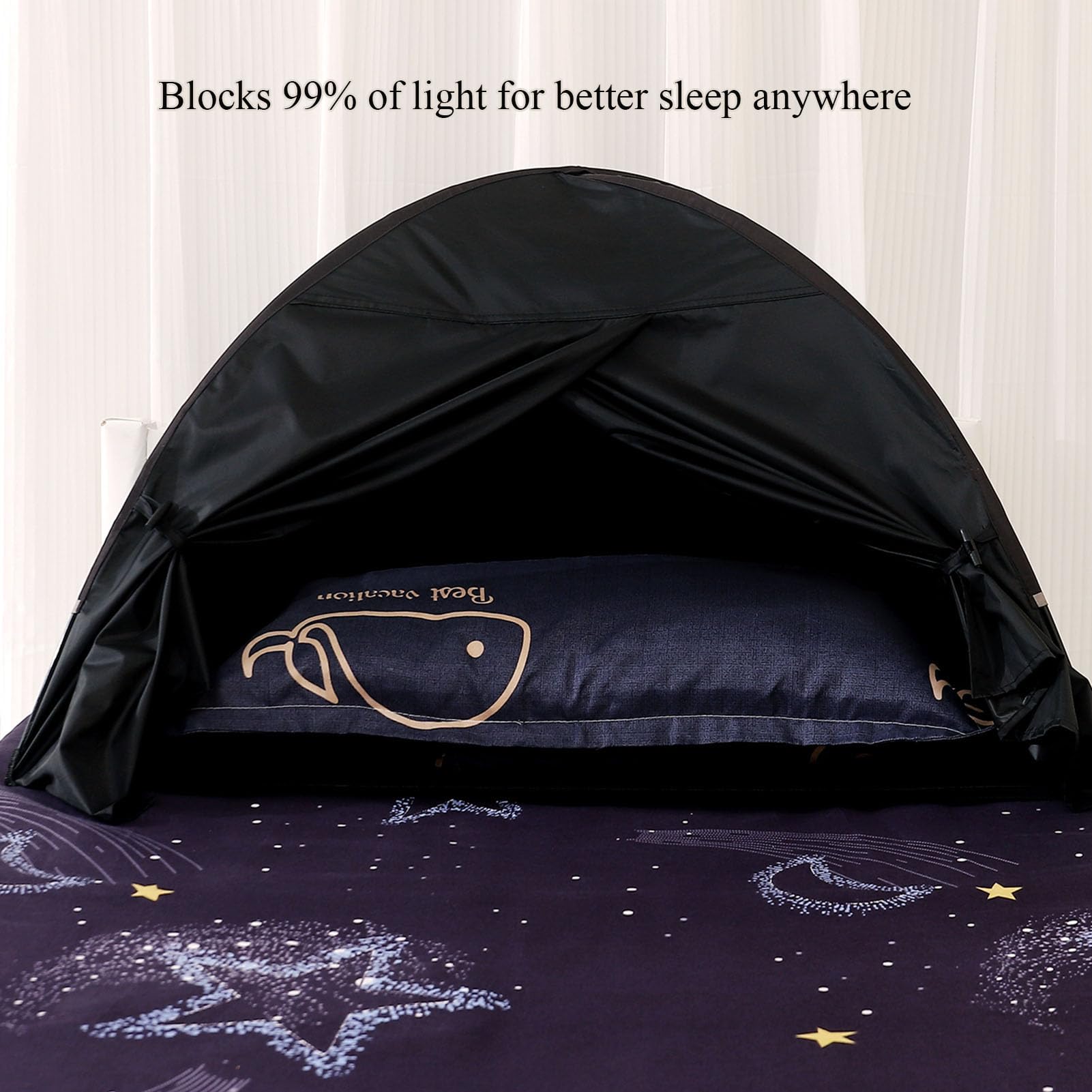 BOENBRO fabric close-up highlighting soft breathable texture and light-blocking benefit