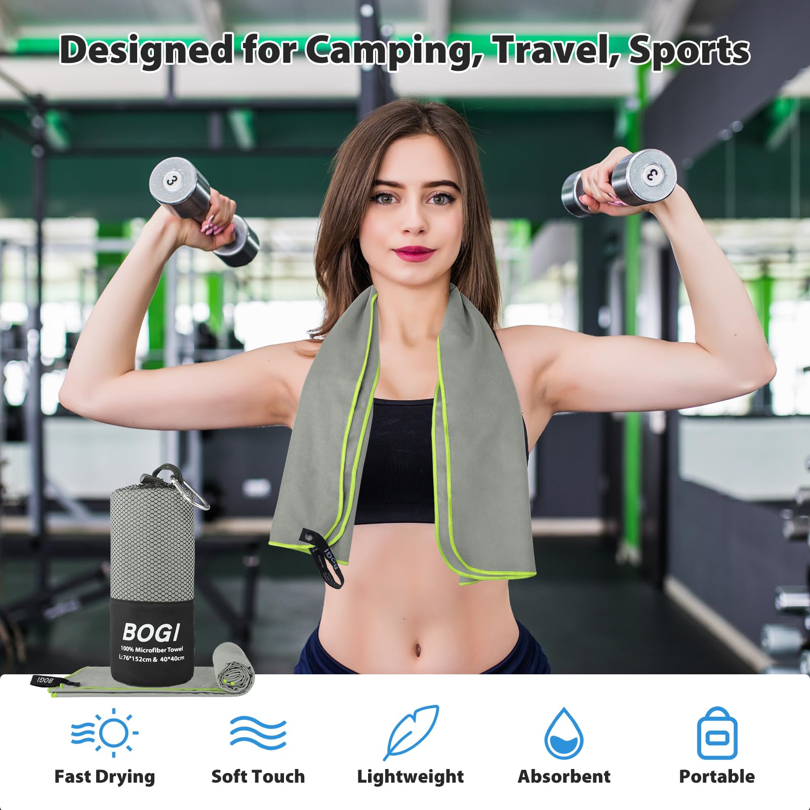 BOGI carabiner clipped to backpack offering hands-free carry convenience