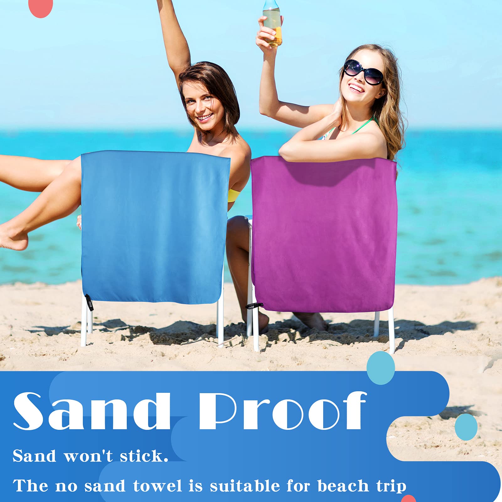 BOGI towel on deck chair showing sun protection and full coverage benefit