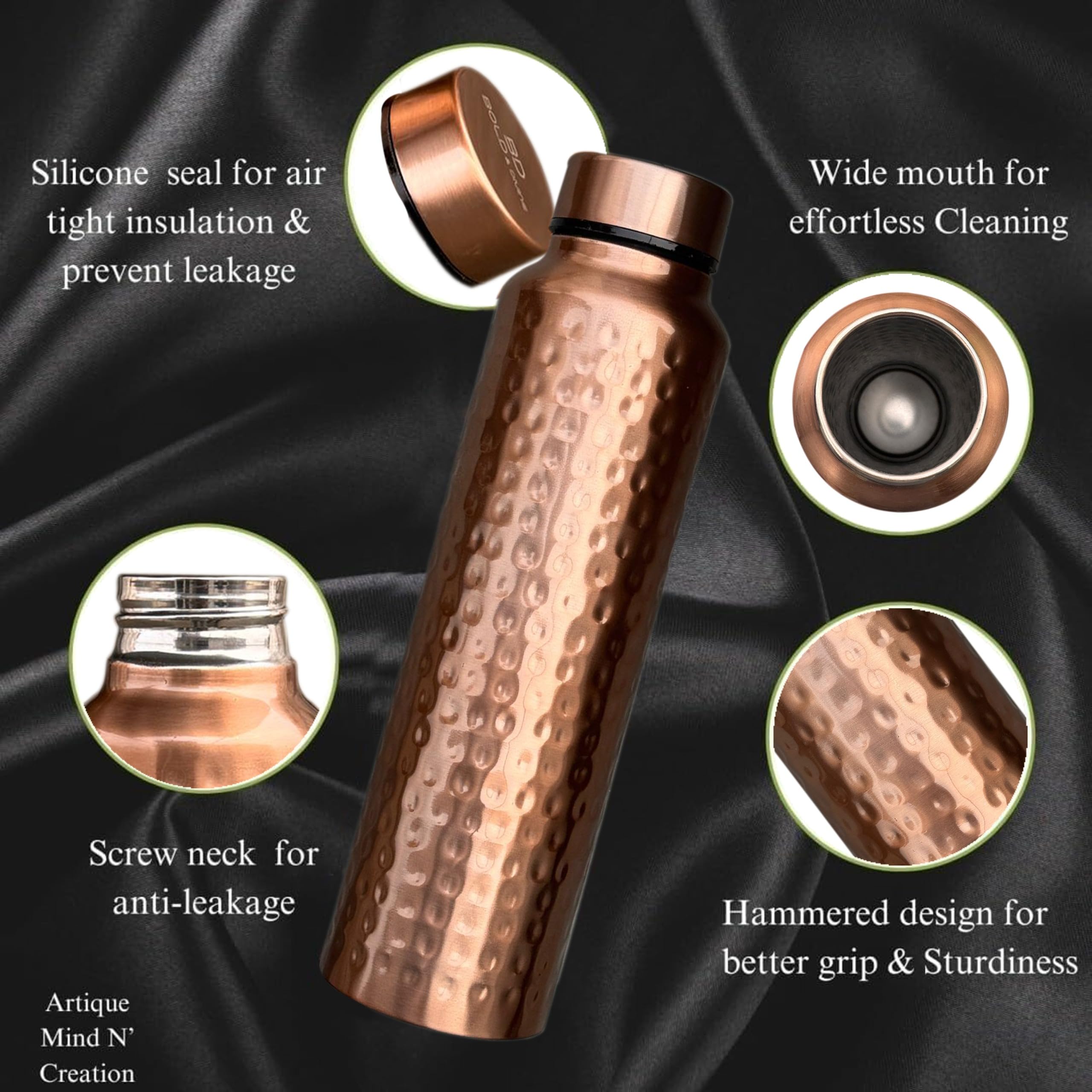 BOLD & DIVINE bottle held in hand showing lightweight single-walled portability benefit