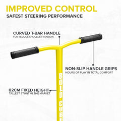 BOLDCUBE quad-bolt clamp detail for strong handlebar security benefit