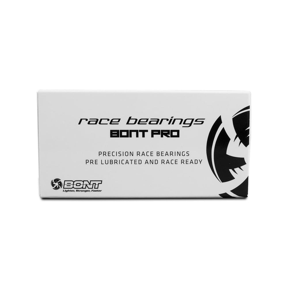 Spread of 16 Bont bearings in pack illustrating quantity and ready-to-use convenience