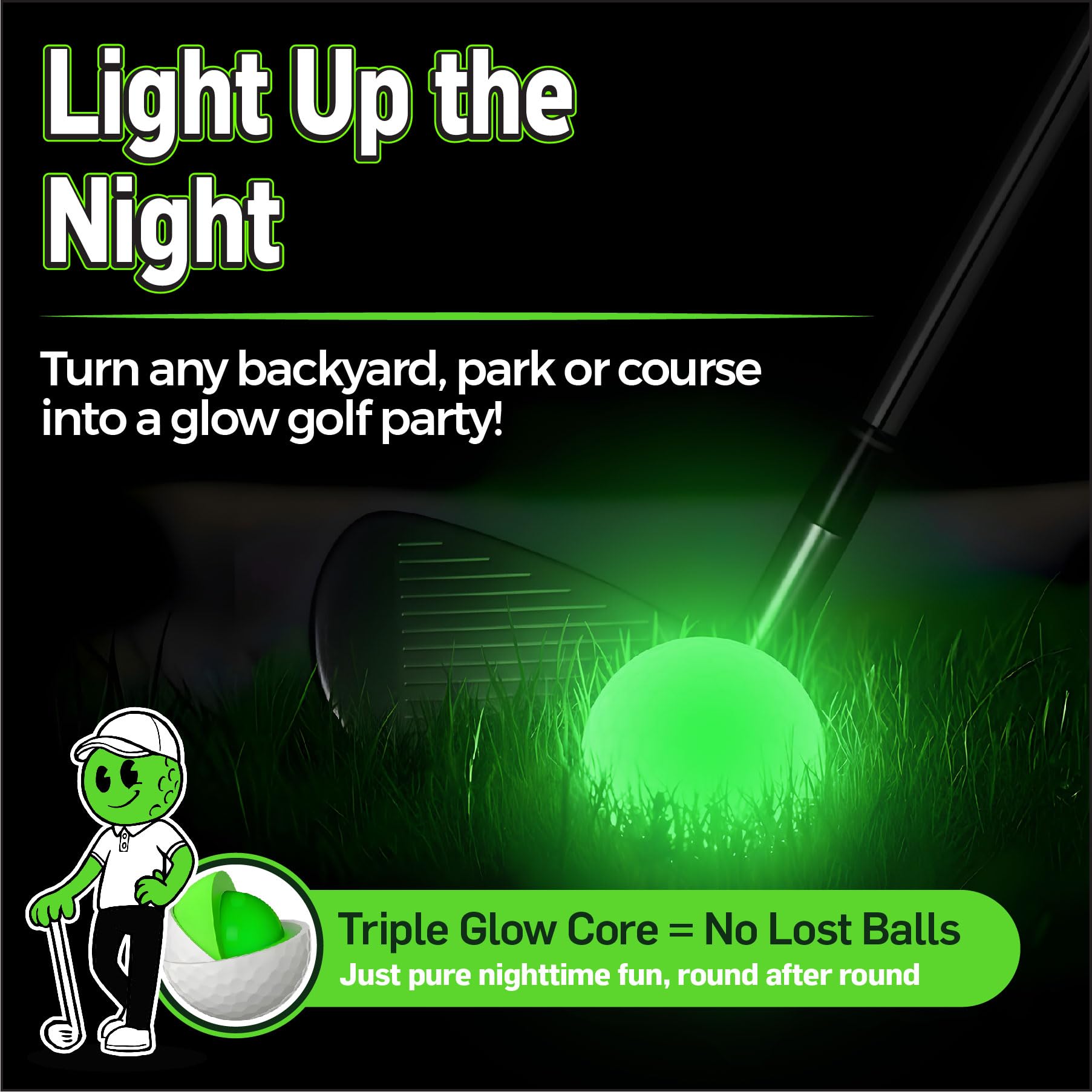 Boogeyman activated ball closeup glowing brightly for easy tracking